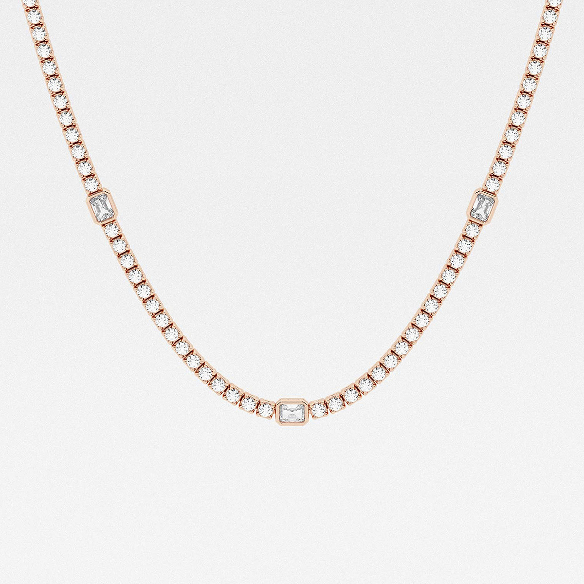 Additional Image 1 for  näas Empowering 9 1/2 ctw Radiant Lab Grown Diamond Station Tennis Necklace 14K Rose Gold